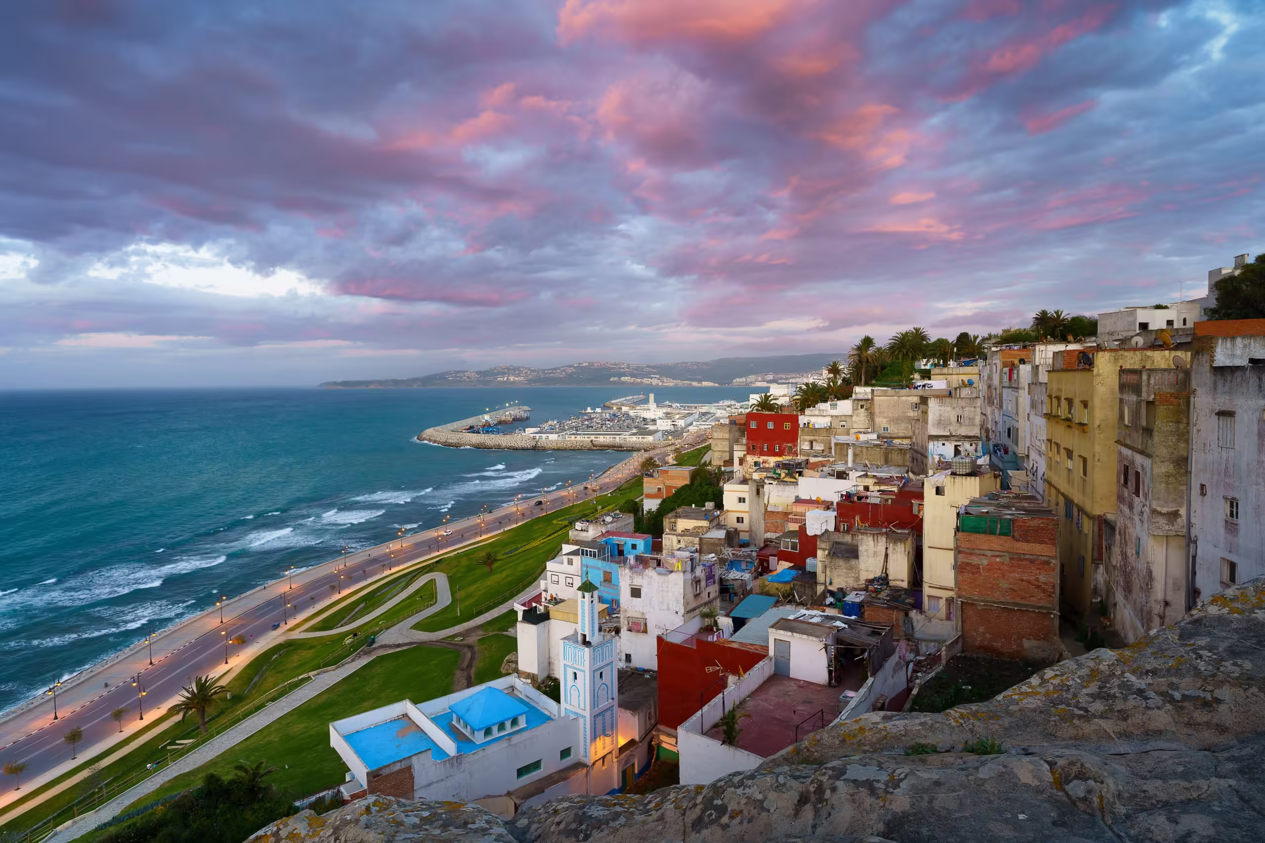 Aerial view of the Tangier cityscape, Morocco