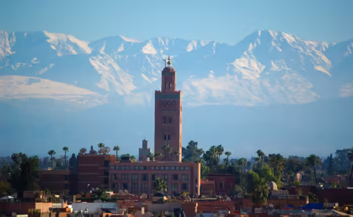 Marrakech city and Atlas Mountains