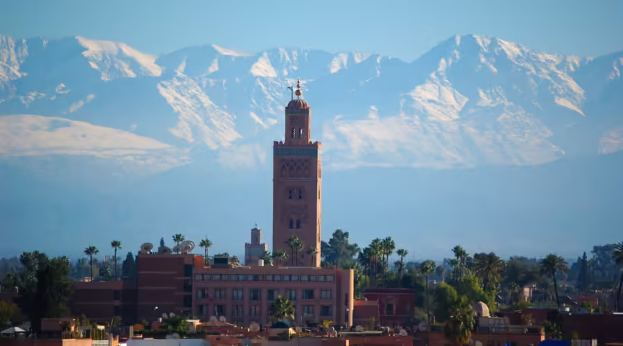 Marrakech city and Atlas Mountains
